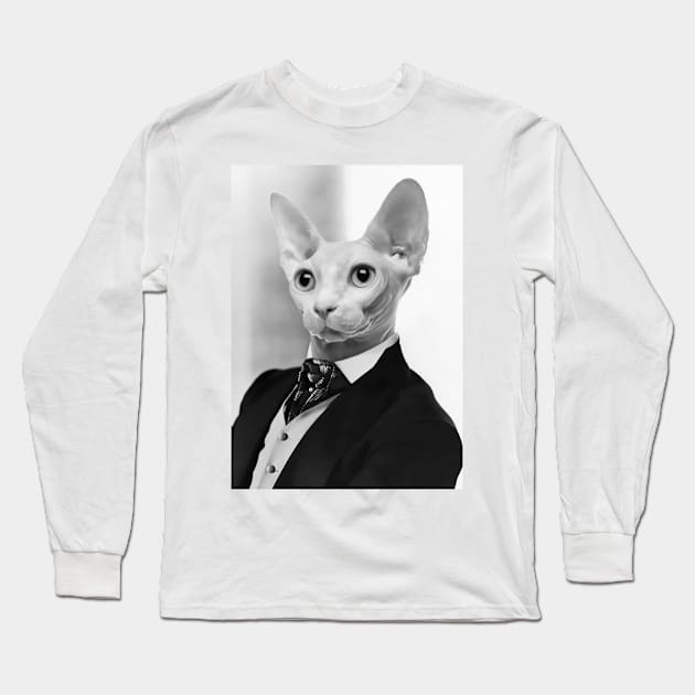 Gentleman Sphynx Cat - Pet Gift Long Sleeve T-Shirt by luigitarini